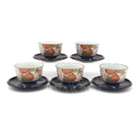 10-266: 5 Teecups mit Untersetzer, Nishiki Heian