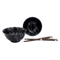20-596: 2:2 Schale-Hashi-Set Sakura Ginsai, schwarz, ø = 15 cm; H = 7 cm