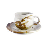 21-239: Tasse mit Untertasse Shino Kusa, Tasse ø=7; H=6,3 cm, Untert. ø=14 cm