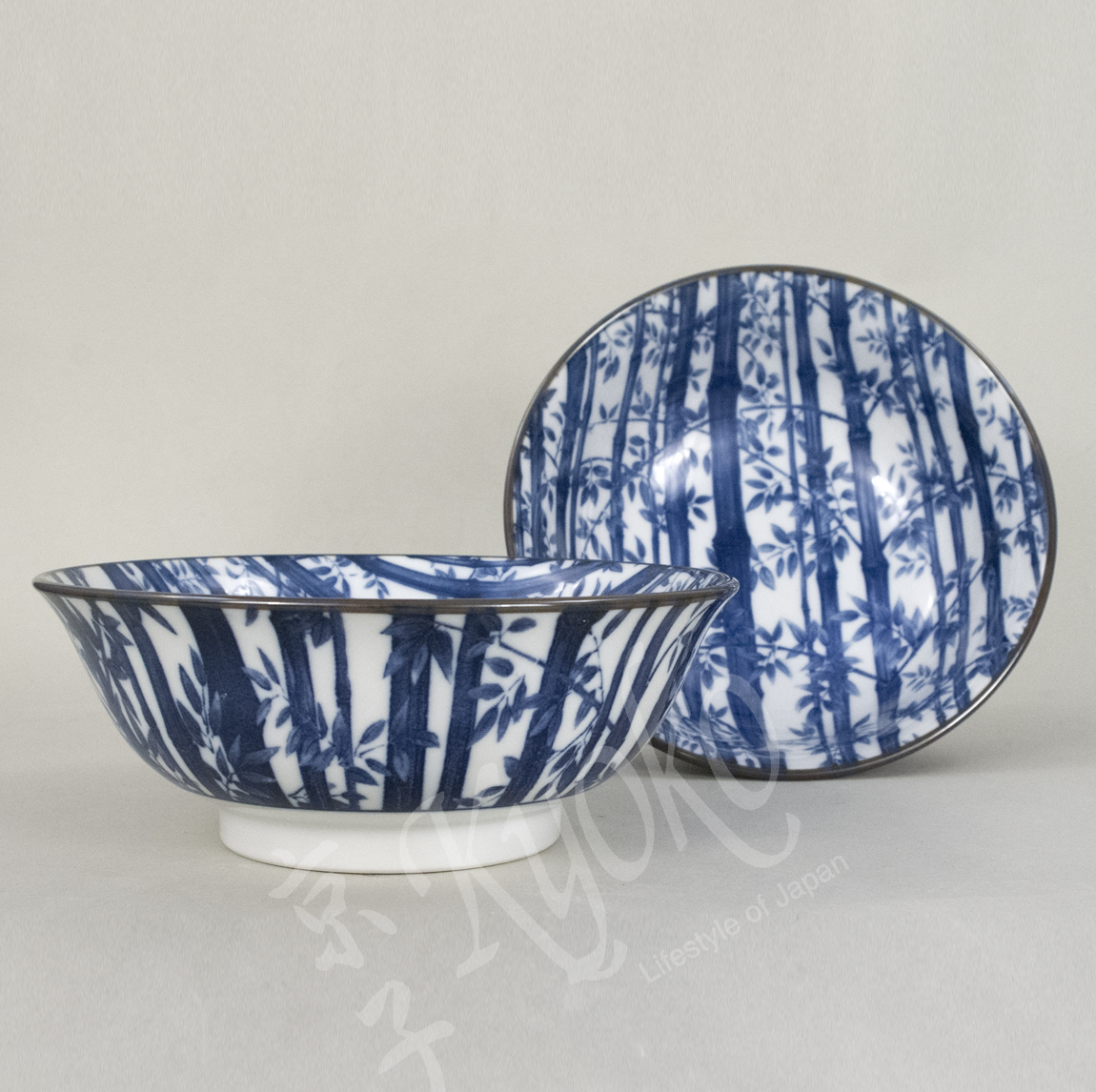 20-603: Schüssel Bambus, blau/weiß, ø = 20,5 cm; H = 8 cm