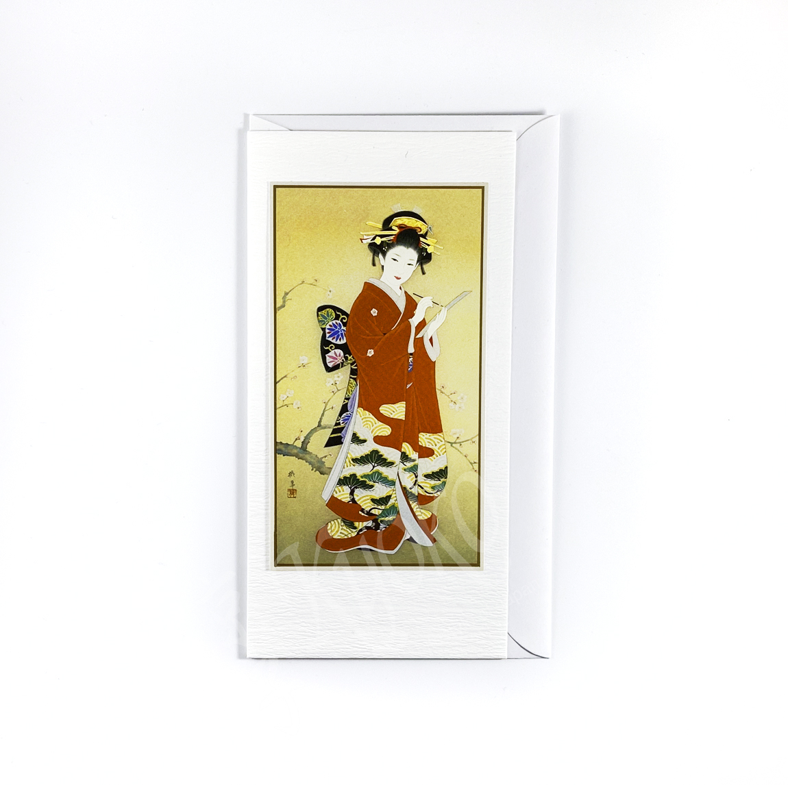 65-248b: Briefkarte Kalligraphie 8x16 cm