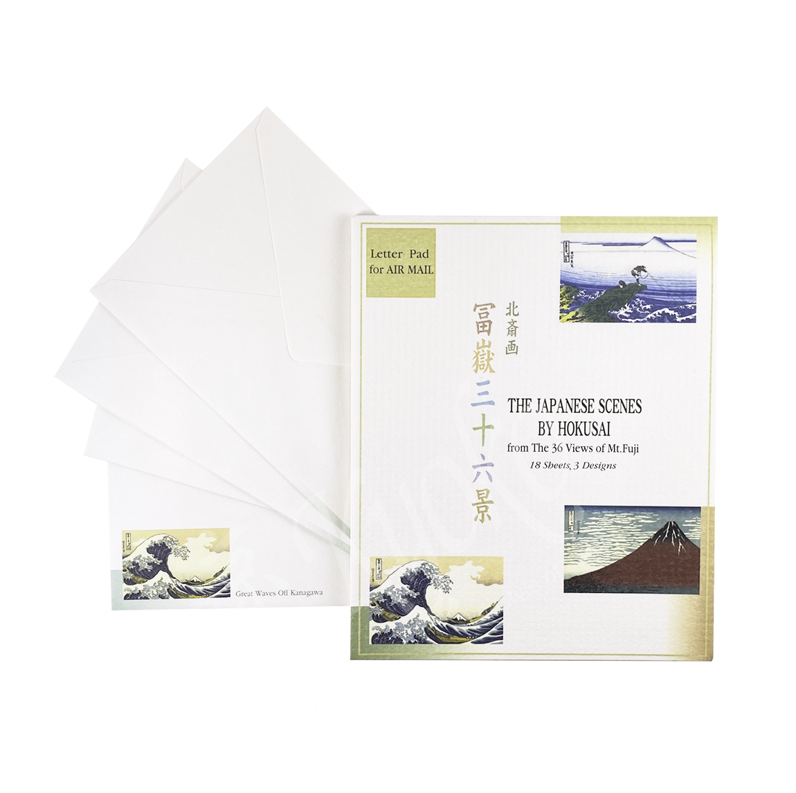 65-624: kl. Briefpapier-Set Hokusai 18; 4,14x17 cm