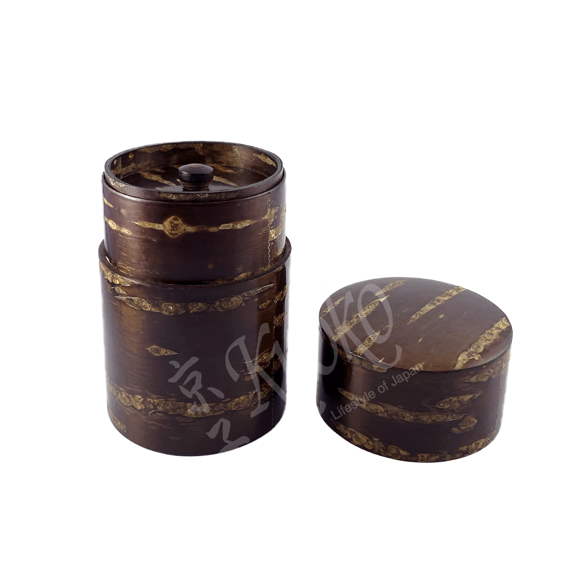 12-332: Teedose Sakura, Holz, 200 g, ø = 8 cm; H = 12 cm – Bild 2