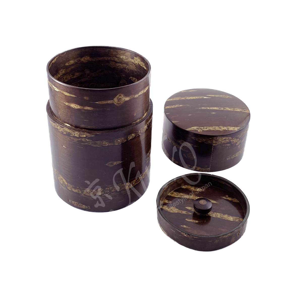 12-332: Teedose Sakura, Holz, 200 g, ø = 8 cm; H = 12 cm – Bild 3