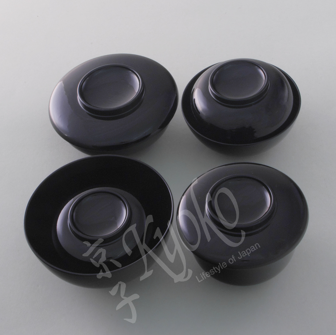 23-300: Kaiseki-Set, 4 Schüsseln mit Deckel, schwarz