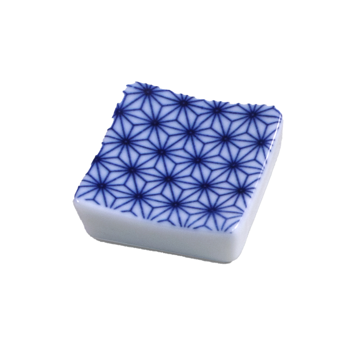 20-415: Essstäbchenbank Asanoha, rechteck., blau, 3,5 x 3,5 cm; H = 1,2 cm