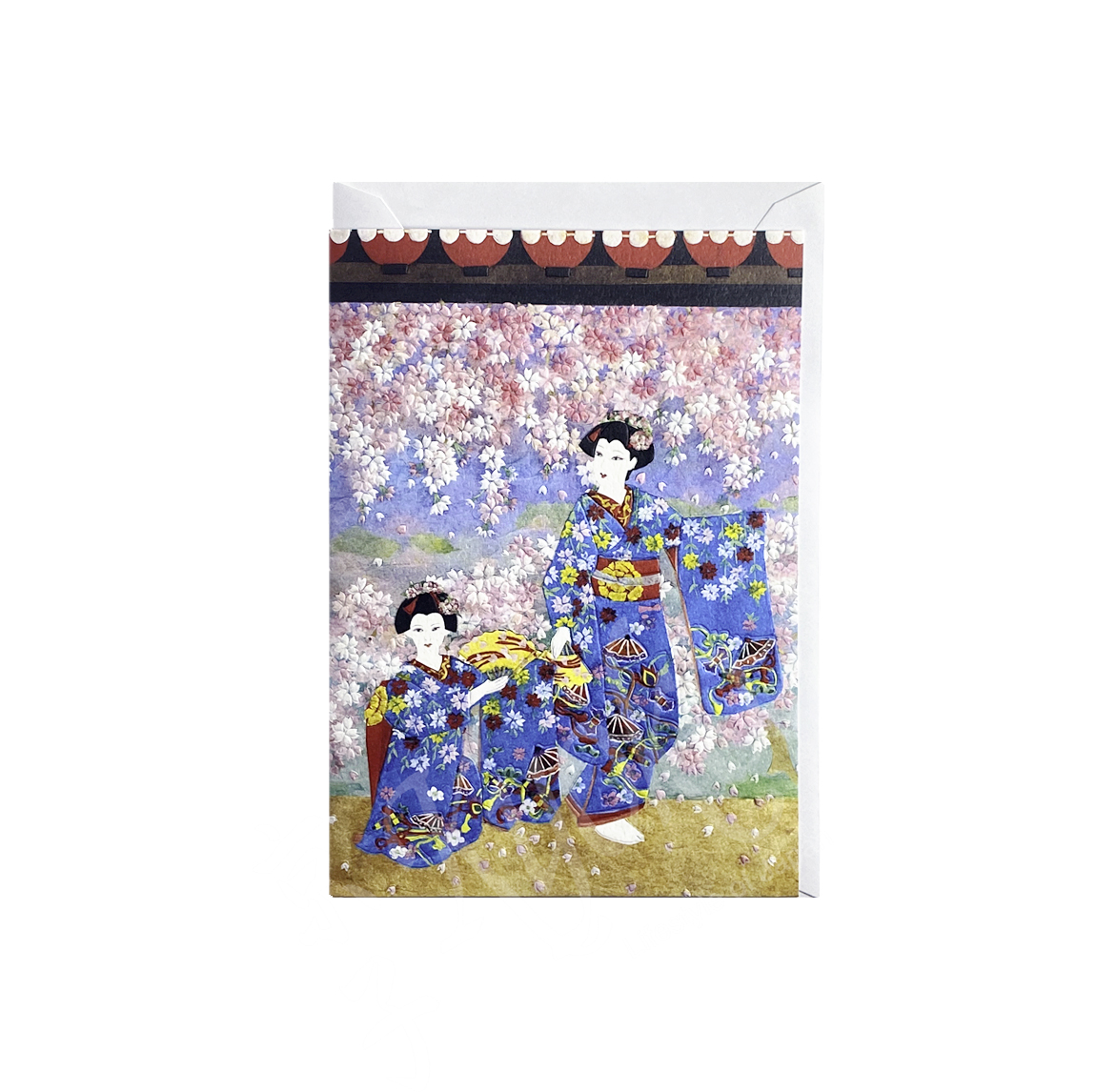 65-335: Briefkarte Maiko Odori, Sakura blau 11,5x16,5 cm