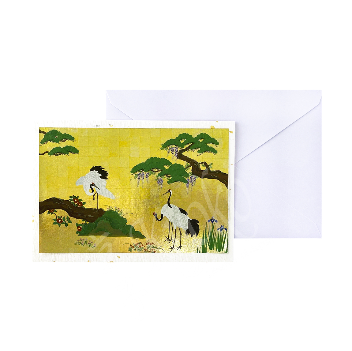 65-612: Briefkarte Tsuru Blumen Fuji (Blauregen wisteria) 15x10,3 cm