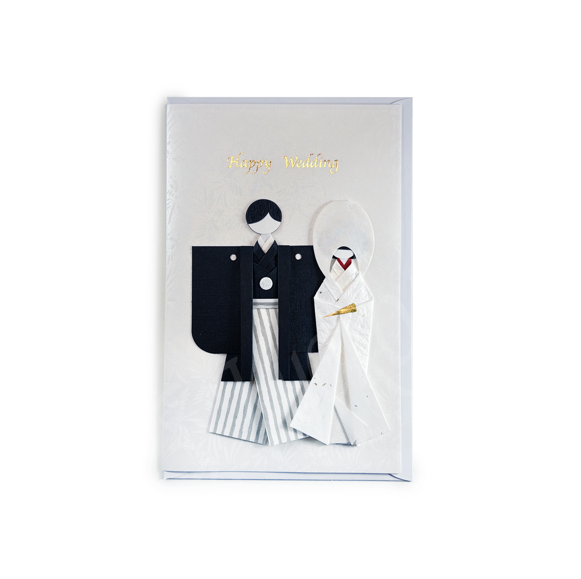 65-641: Briefkarte Happy Wedding, weiße Braut 11,5x18 cm