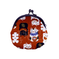 66-130: Münzbörse Maneki Neko, rot, BW, 9,5x9 cm