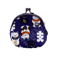 66-131: Münzbörse Maneki Neko, d'blau, BW, 9,5x9 cm
