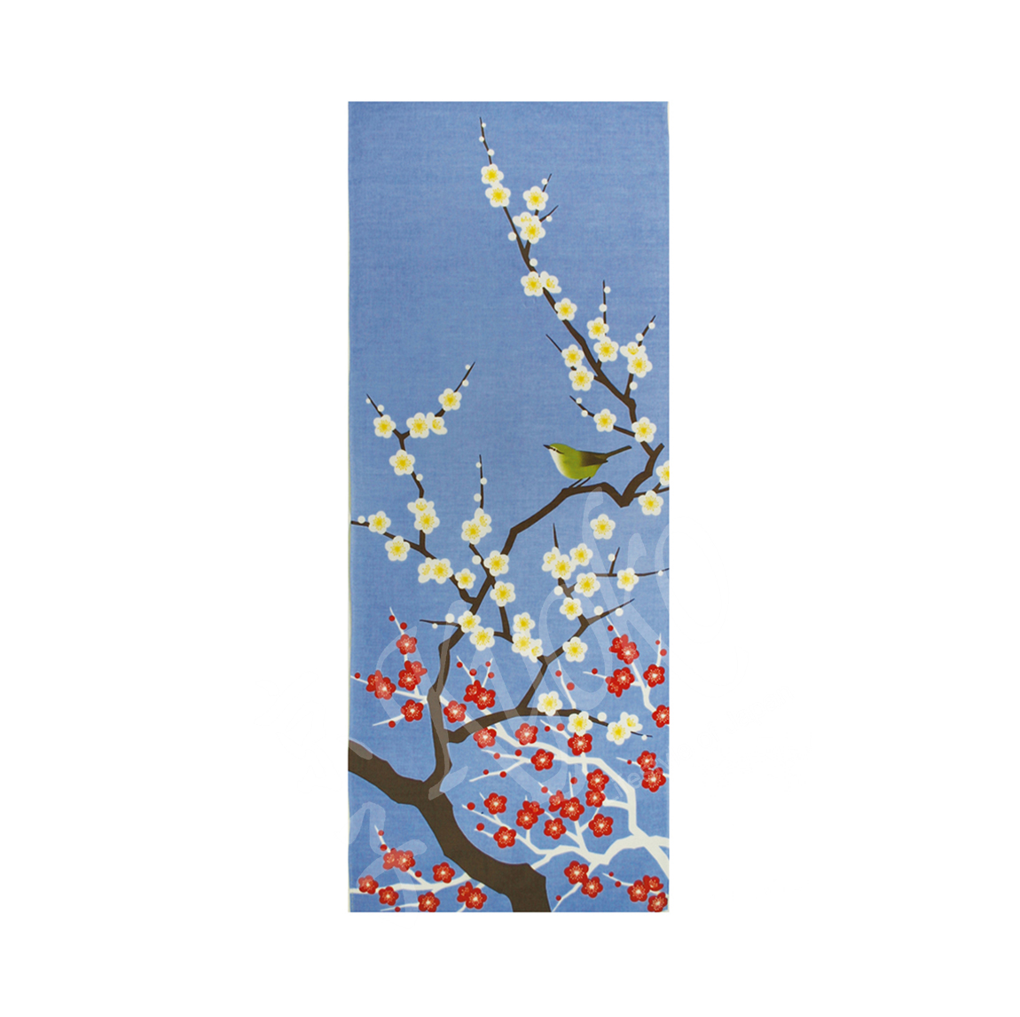 46-369: Cotton 100% Tenugui 88x35cm Ume&Uguisu