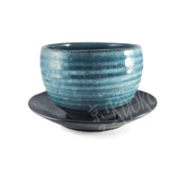 21-215: Teecup mit Unterteller, turk. blau